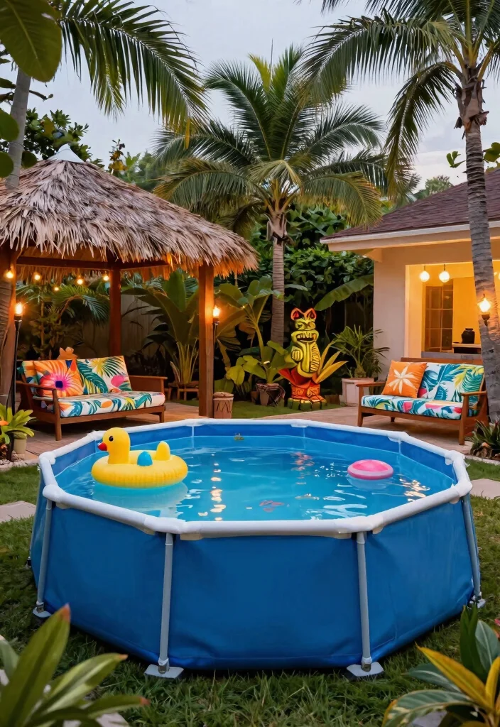 10 Luxury Above Ground Fiberglass Pool Ideas You Will Love 2. Tropical Paradise 0