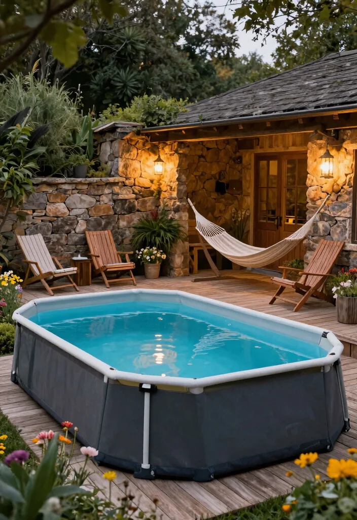 10 Luxury Above Ground Fiberglass Pool Ideas You Will Love 3. Rustic Charm 0
