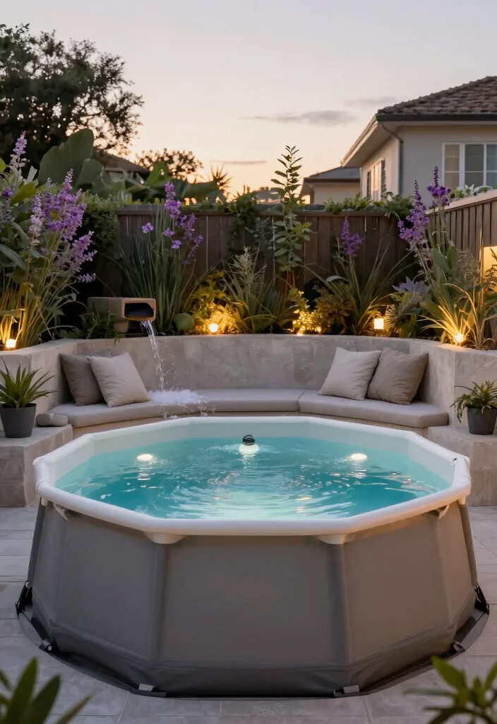 10 Luxury Above Ground Fiberglass Pool Ideas You Will Love 6. Spa Retreat 0