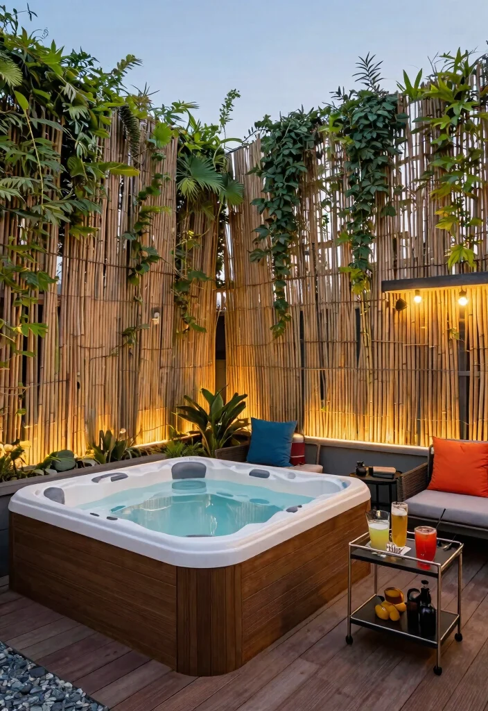 10 Luxury Roof Top Hot Tub Designs You Must See 1. Elevated Oasis with Privacy Screens 0