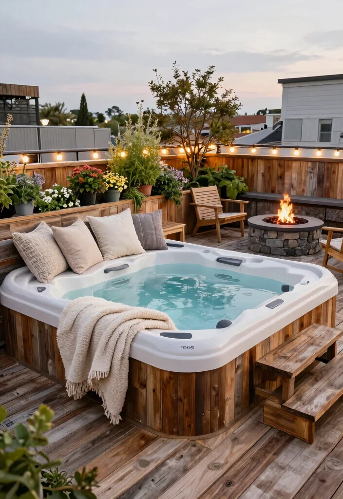 10 Luxury Roof Top Hot Tub Designs You Must See 4. Modern Rustic Retreat 0