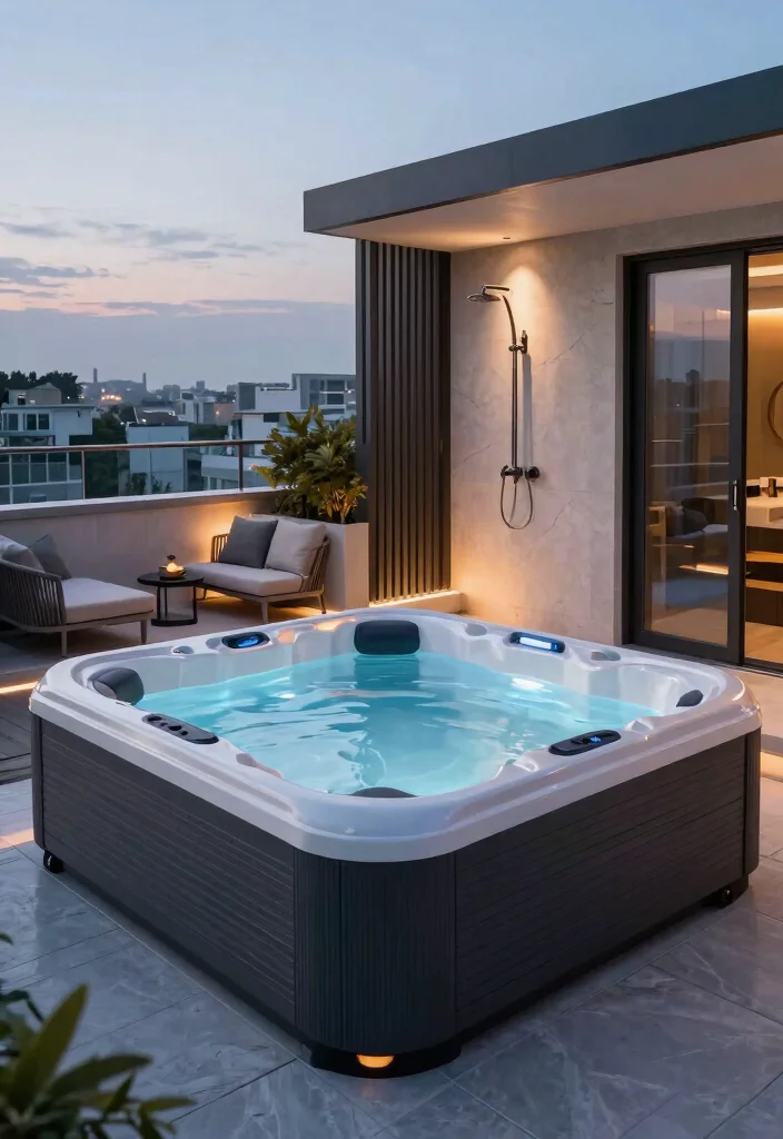 10 Luxury Roof Top Hot Tub Designs You Must See 8. High Tech Spa Experience 0