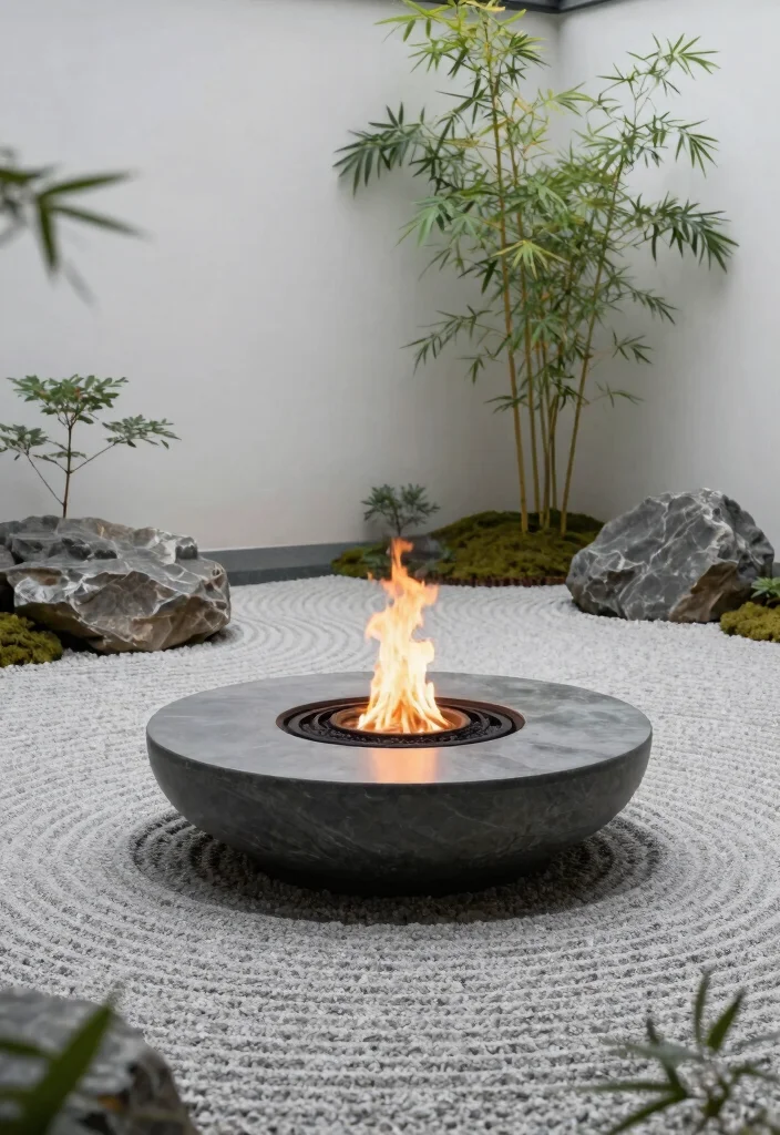 11 Authentic Boma Fire Pit Ideas for African Safari Vibes 10. Minimalist Fire Pit with Zen Elements 0