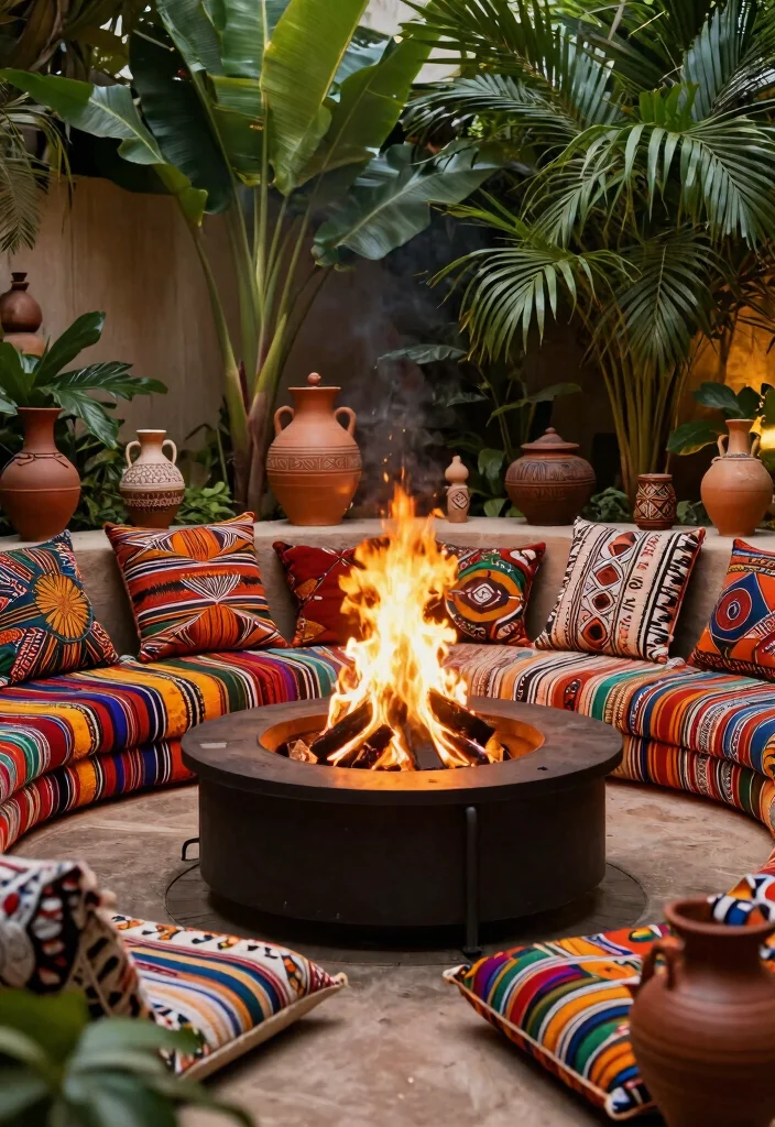11 Authentic Boma Fire Pit Ideas for African Safari Vibes 11. Fire Pit with Cultural Elements 0