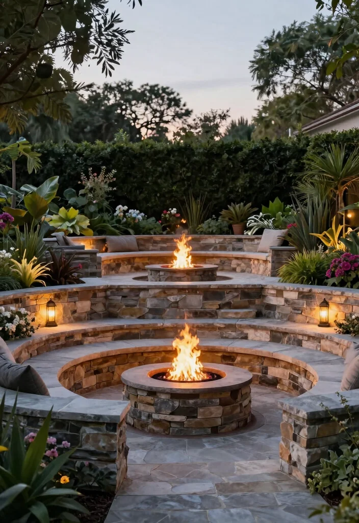 11 Authentic Boma Fire Pit Ideas for African Safari Vibes 8. Multi Level Fire Pit Design 0