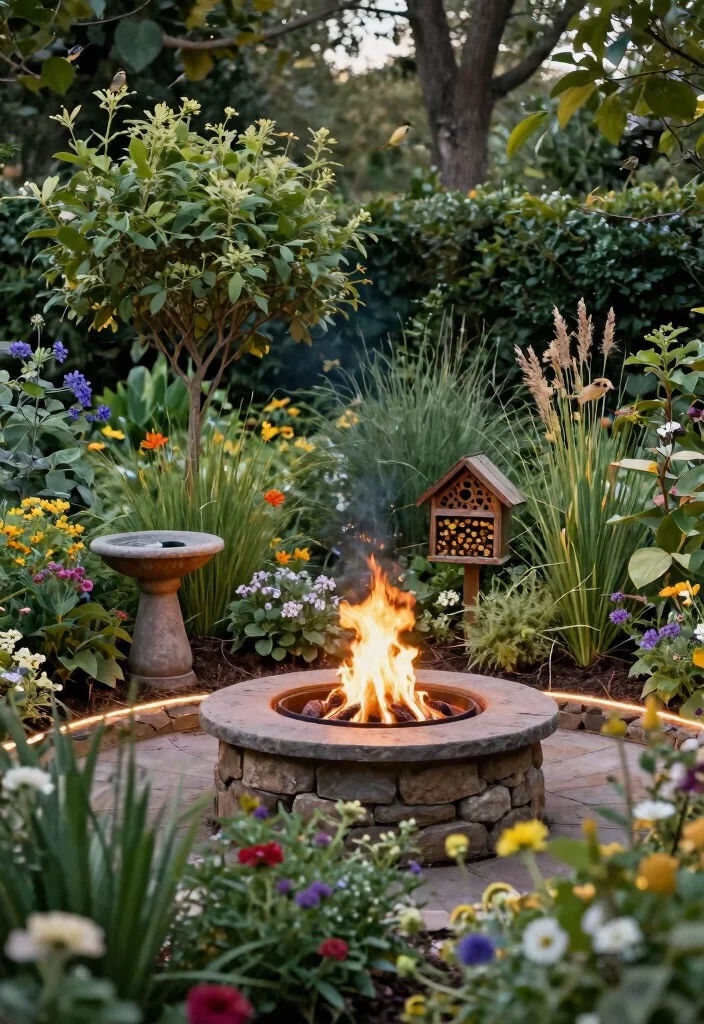 11 Authentic Boma Fire Pit Ideas for African Safari Vibes 9. Fire Pit Surrounded by Wildlife Friendly Gardens 0