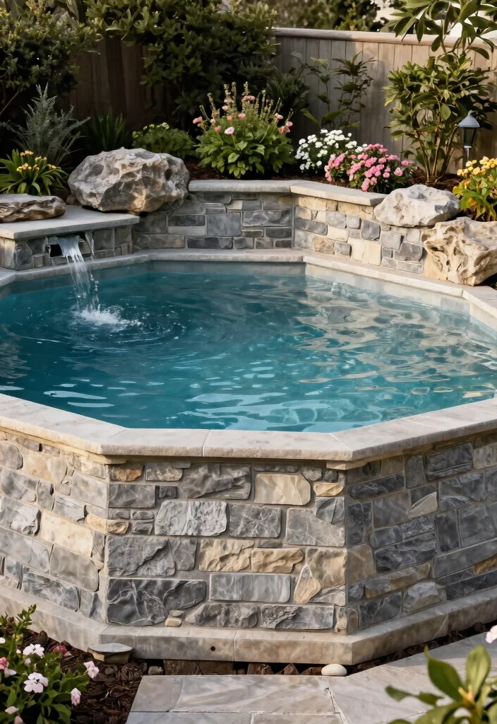 11 Beautiful Above Ground Pool Wall Ideas Wood and Metal 10. Elegant Stone Veneer 0