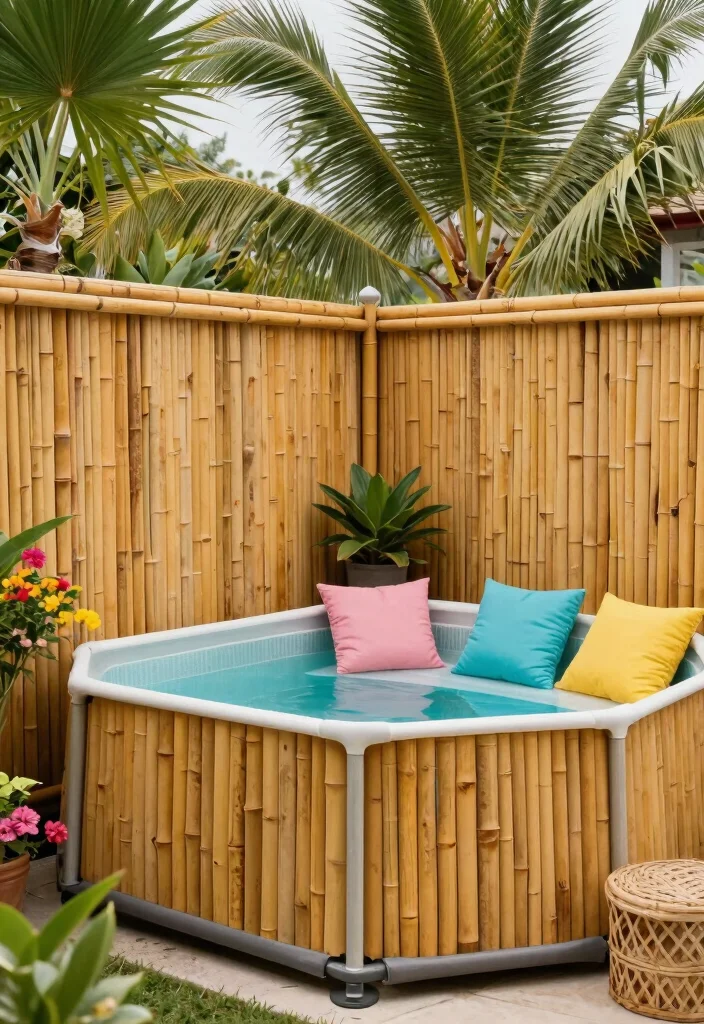 11 Beautiful Above Ground Pool Wall Ideas Wood and Metal 9. Bamboo Fencing Panels 0