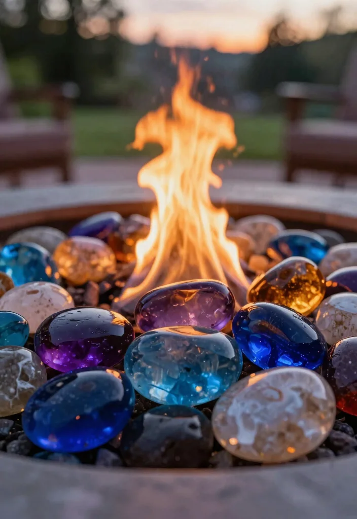 11 Beautiful Fire Pit Glass Stones Ideas Modern Glow 1. Colorful Translucent Stones 0