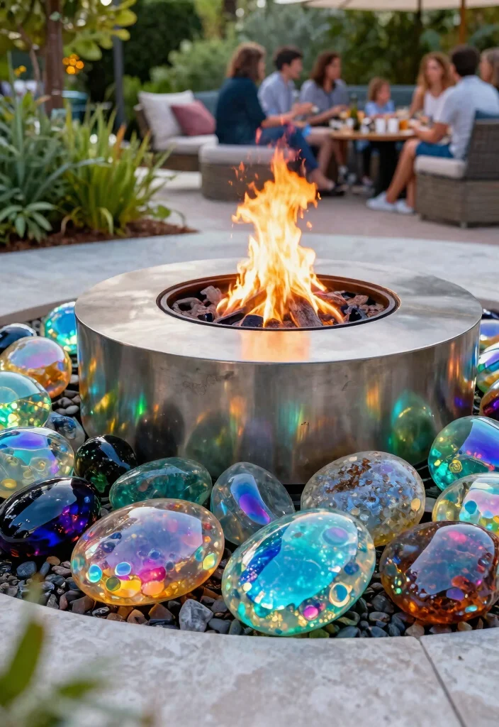 11 Beautiful Fire Pit Glass Stones Ideas Modern Glow 3. Iridescent Glass Rocks 0