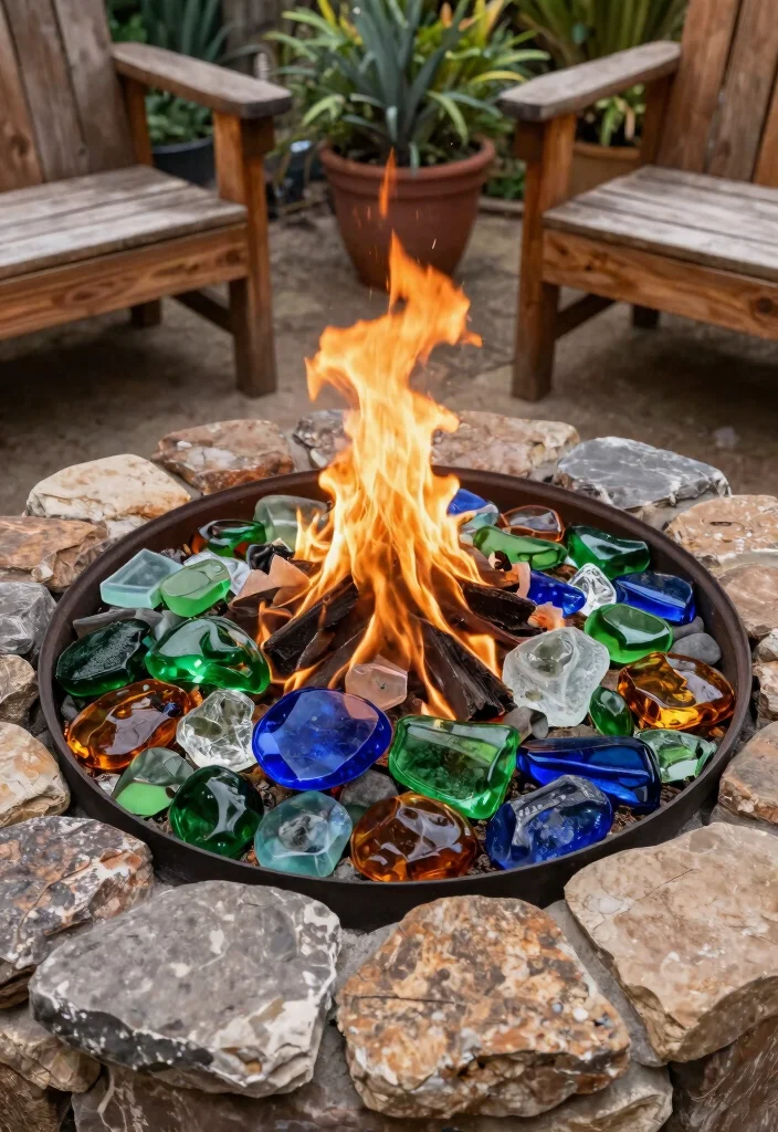 11 Beautiful Fire Pit Glass Stones Ideas Modern Glow 9. Recycled Glass Pieces 0