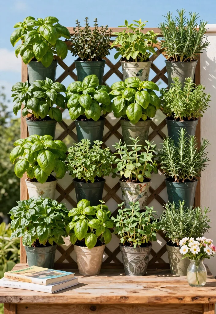 11 Beautiful Outdoor Lattice Planter Ideas for Climbing Vines 3. Vertical Garden Wall with Herbs 0