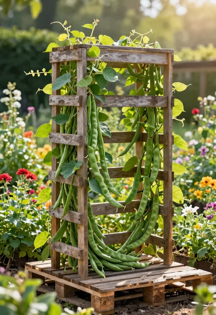 11 Beautiful Outdoor Lattice Planter Ideas for Climbing Vines 6. DIY Pallet Lattice for Climbing Beans 0