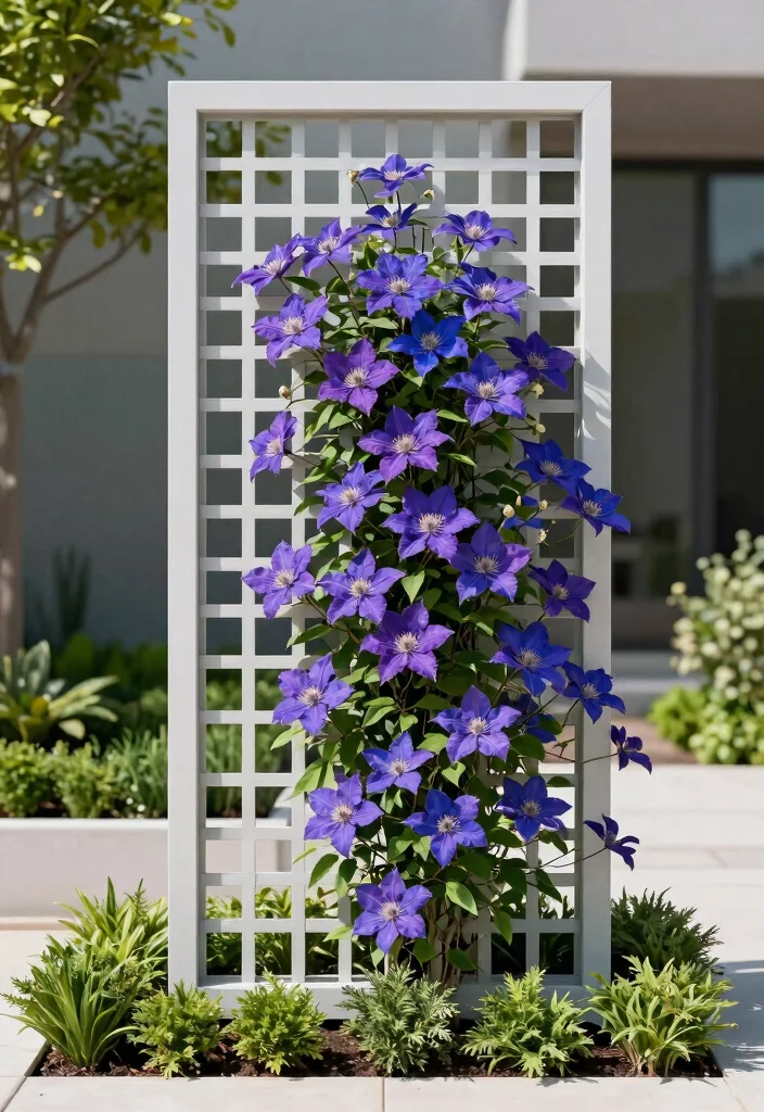 11 Beautiful Outdoor Lattice Planter Ideas for Climbing Vines 8. Minimalist Lattice Panels for Modern Gardens 0