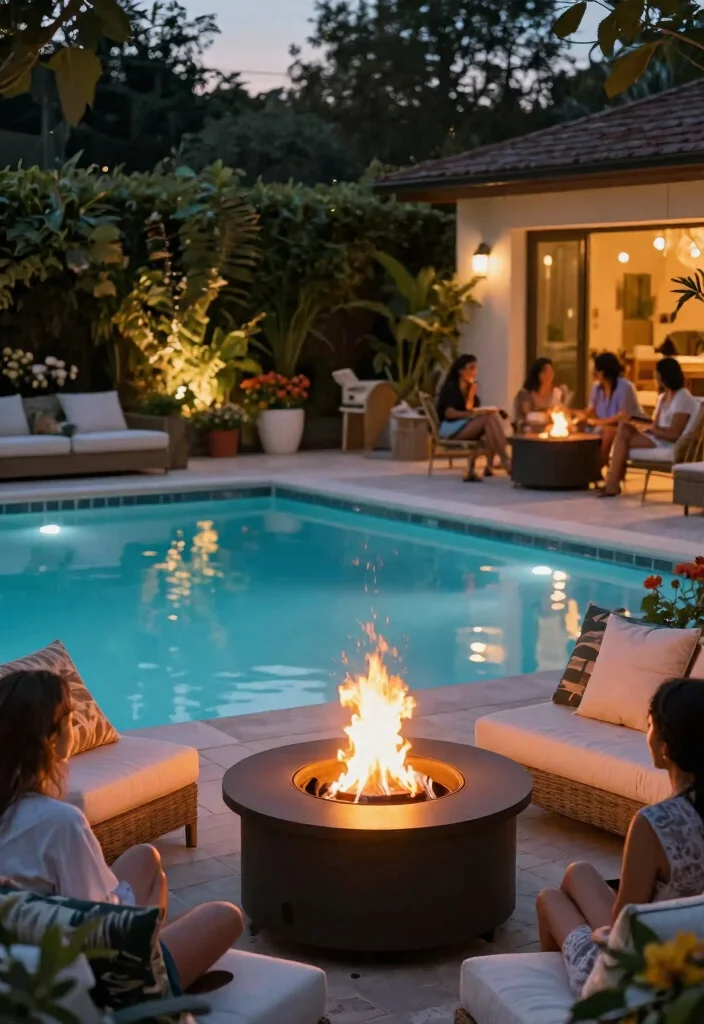 11 Best Above Ground Pool Heating Ideas to Extend Summer 10. Poolside Fire Pits 0