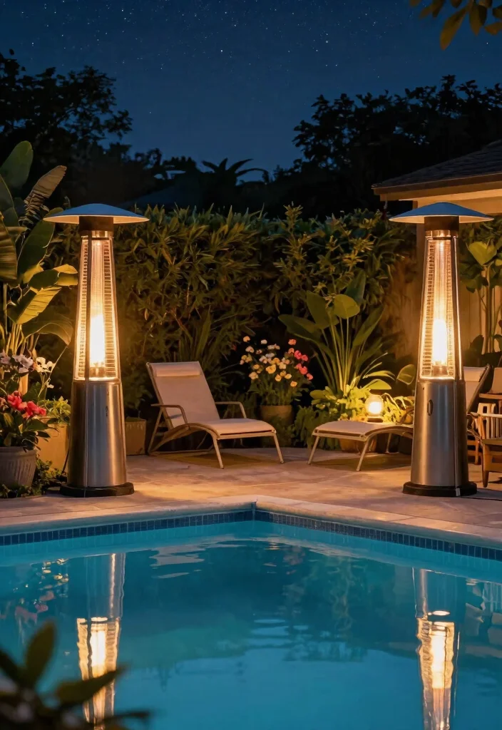 11 Best Above Ground Pool Heating Ideas to Extend Summer 9. Outdoor Heating Lamps 0