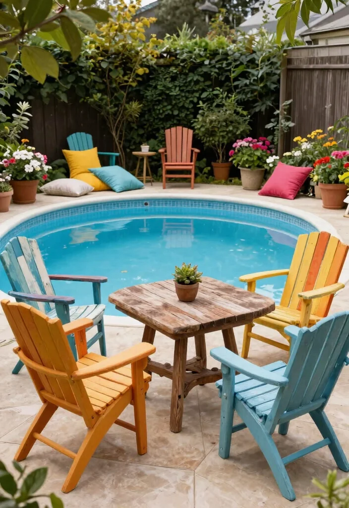 11 Clever Above Ground Pool Wrap Ideas Cheap Makeover 10. Upcycled Garden Furniture 0