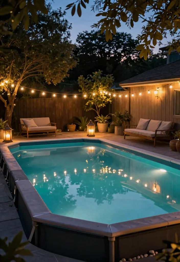 11 Clever Above Ground Pool Wrap Ideas Cheap Makeover 3. Decorative Lighting 0