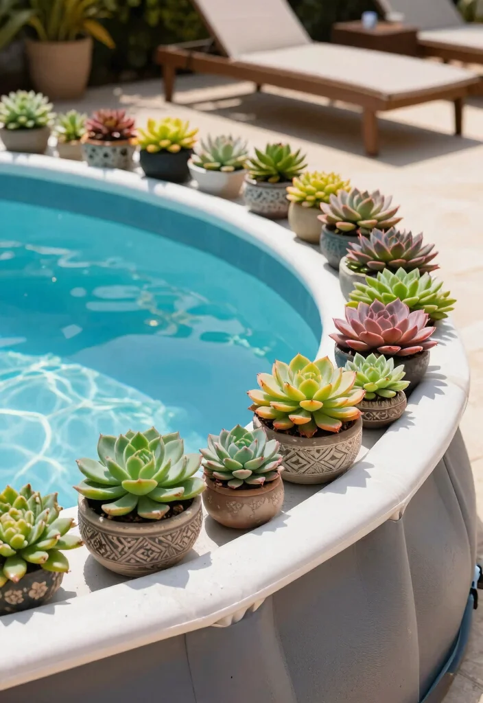 11 Clever Above Ground Pool Wrap Ideas Cheap Makeover 8. Succulent Arrangements 0