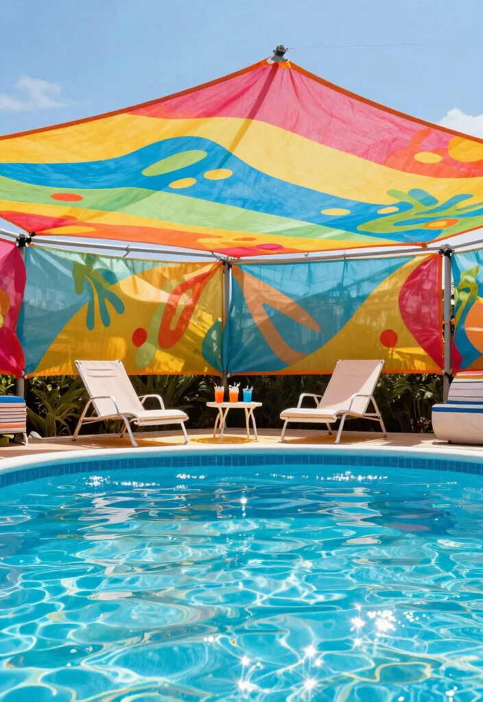 11 Clever Above Ground Pool Wrap Ideas Cheap Makeover 9. Tarp Canopy 0