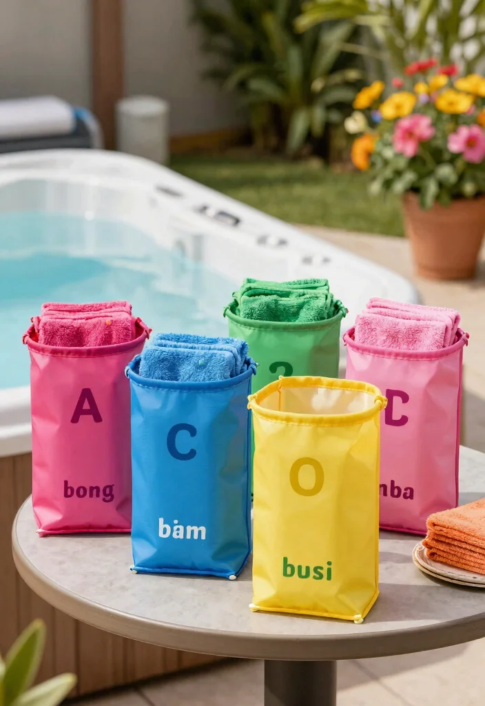 11 Clever Hot Tub Organization Ideas for Towels and Gear 6. Personalized Towel Caddies 0