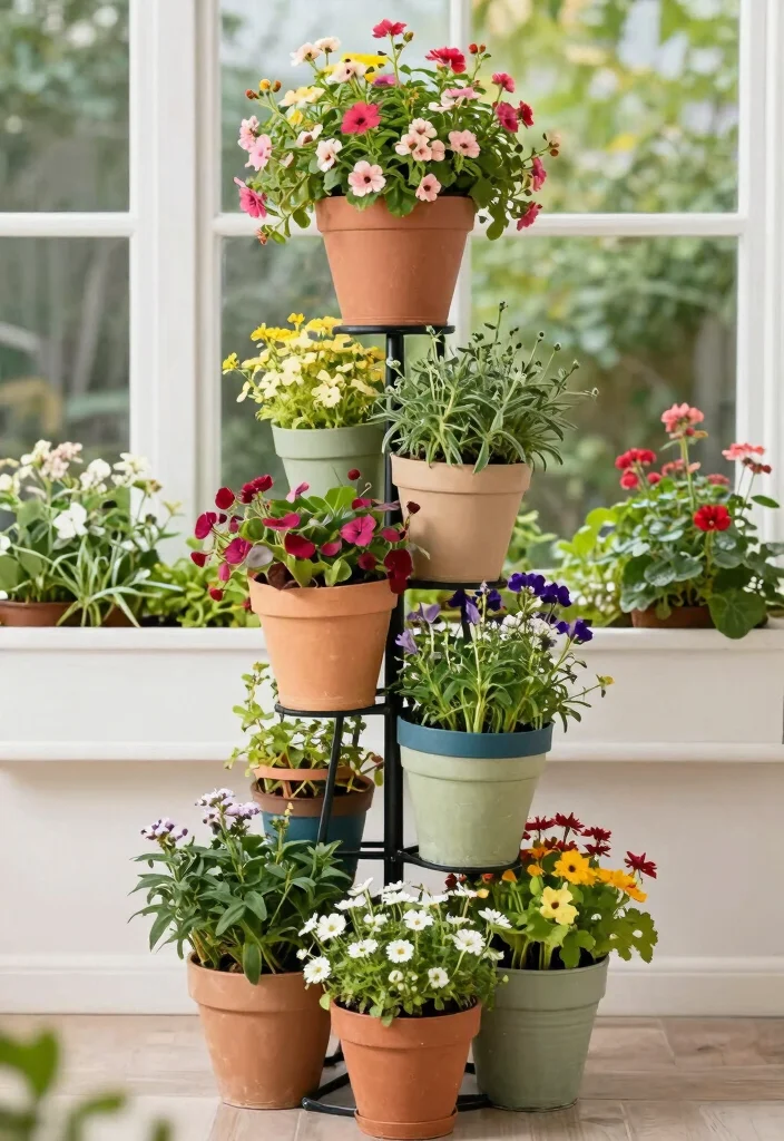 11 Clever Window Box Trellis Ideas for Climbing Flowers 11. Potted Tower Trellis 0
