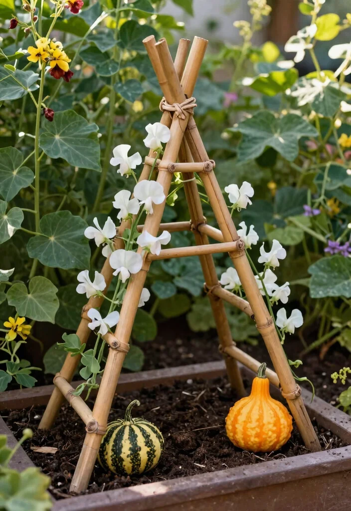 11 Clever Window Box Trellis Ideas for Climbing Flowers 2. Rustic Bamboo Trellis 0