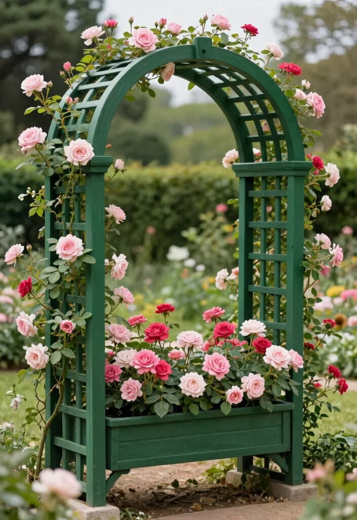 11 Clever Window Box Trellis Ideas for Climbing Flowers 5. Arched Trellis 0