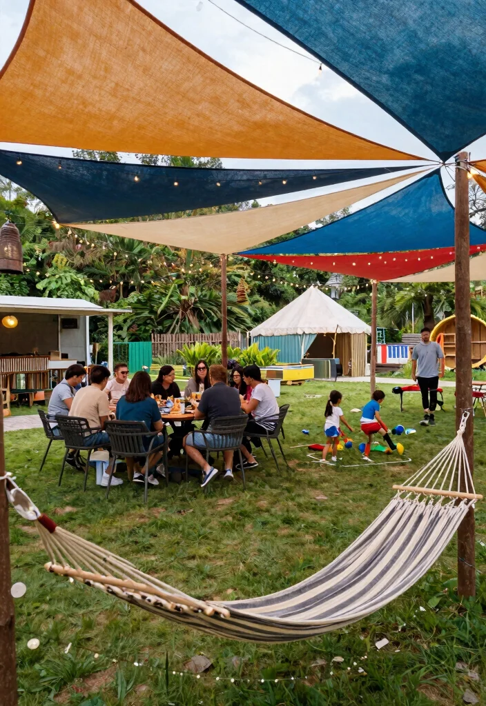 11 Contemporary Porch Awning Ideas Using Shade Sails to Transform Your Outdoor Living Space 10. Interactive Spaces with Shade Sails 0