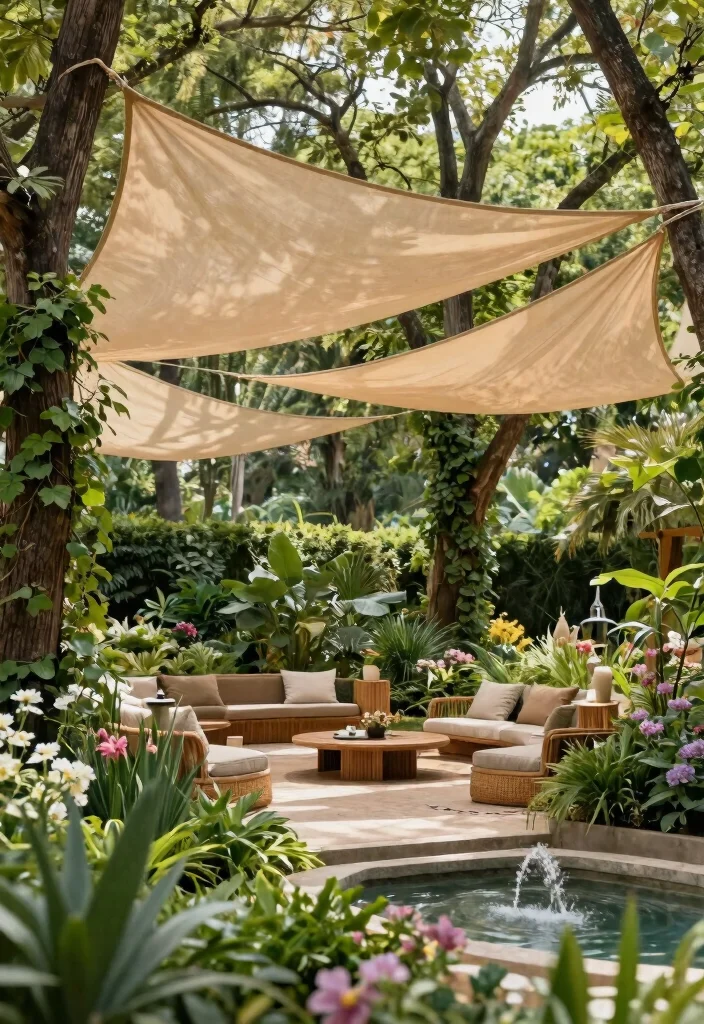 11 Contemporary Porch Awning Ideas Using Shade Sails to Transform Your Outdoor Living Space 2. Nature Inspired Shade Solutions 0