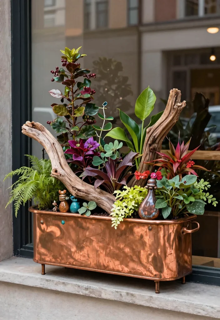 11 Elegant Copper Window Planter Ideas Ages Beautifully 10. Combining Nature with Art 0