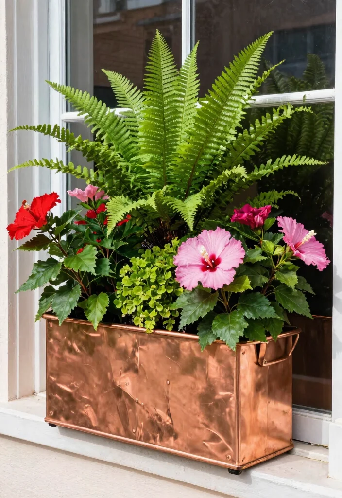 11 Elegant Copper Window Planter Ideas Ages Beautifully 6. Statement Centerpiece for Your Window 0