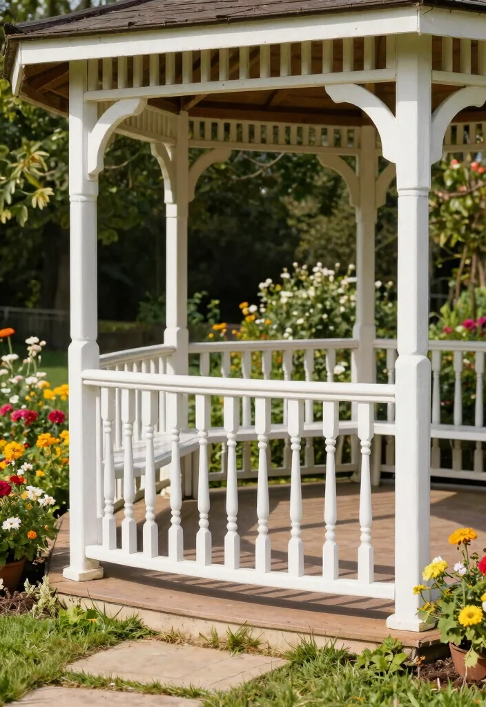 11 Elegant Gazebo Railing Ideas Custom Woodwork 1. Classic Spindle Railing 0