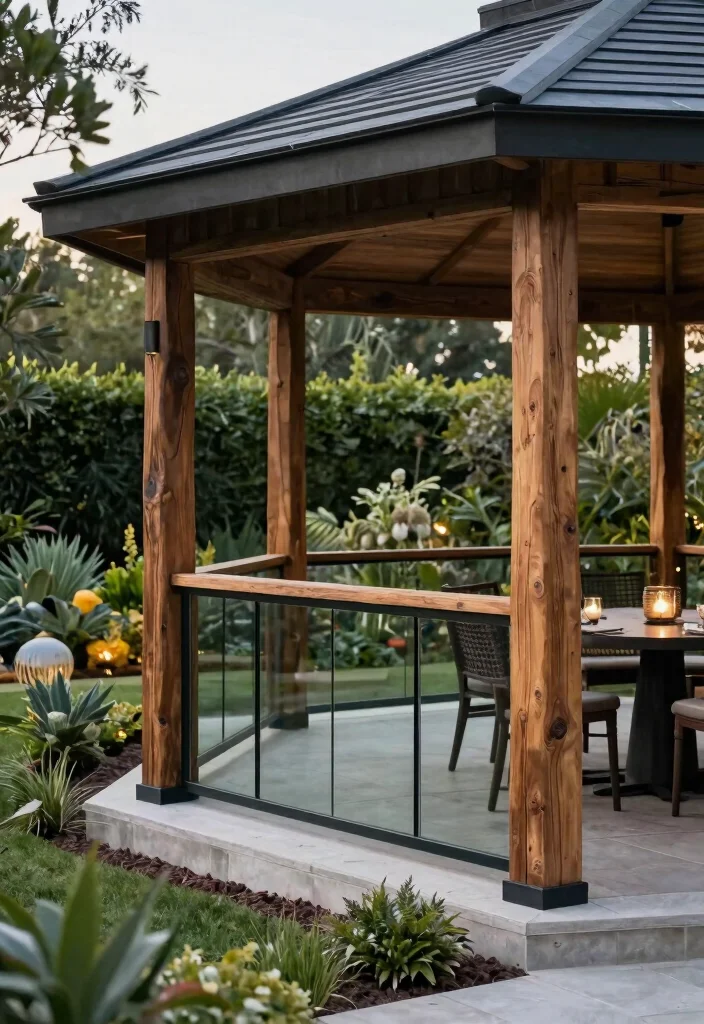 11 Elegant Gazebo Railing Ideas Custom Woodwork 10. Mixed Material Railings 0