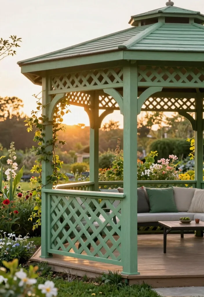 11 Elegant Gazebo Railing Ideas Custom Woodwork 2. Lattice Railing 0