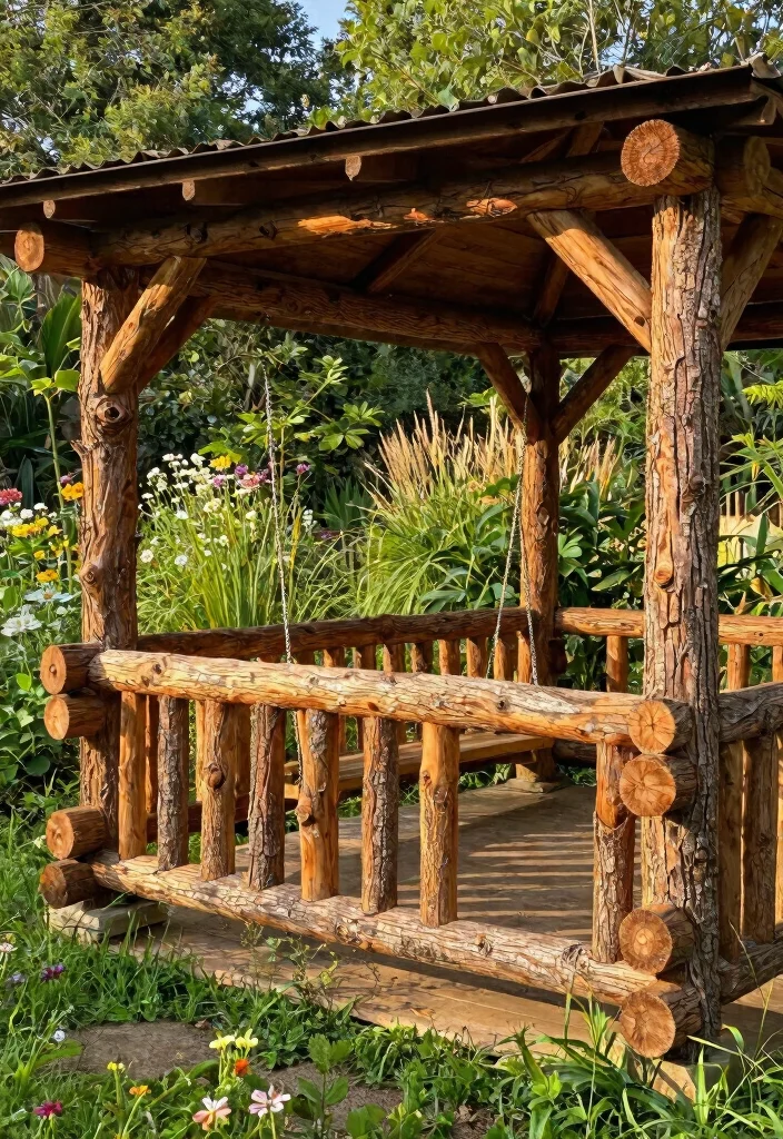 11 Elegant Gazebo Railing Ideas Custom Woodwork 3. Rustic Log Railings 0