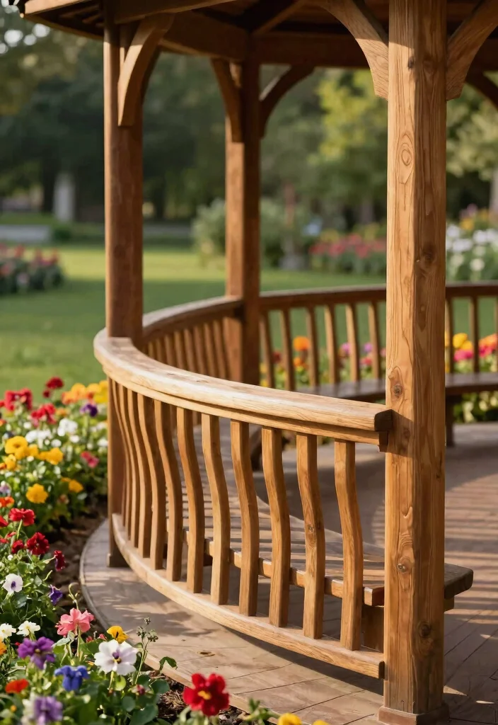 11 Elegant Gazebo Railing Ideas Custom Woodwork 8. Artistic Curved Railings 0