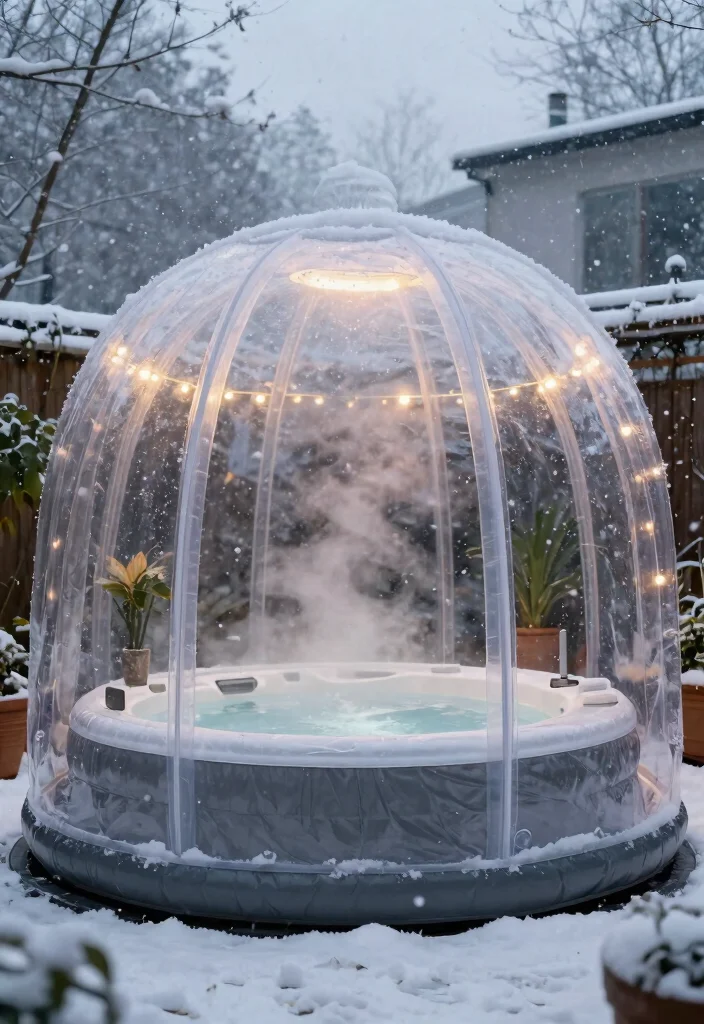 11 Genius Inflatable Hot Tub Shed Ideas for Winter Protection 2. Transparent PVC Dome 0