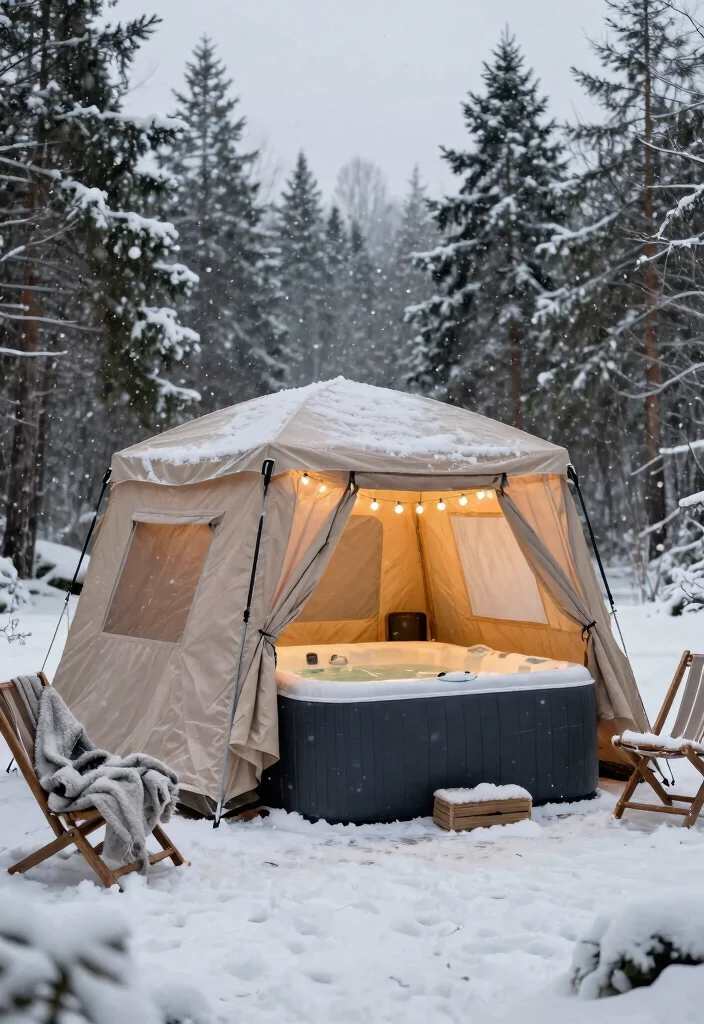 11 Genius Inflatable Hot Tub Shed Ideas for Winter Protection 4. Portable Tent Enclosure 0