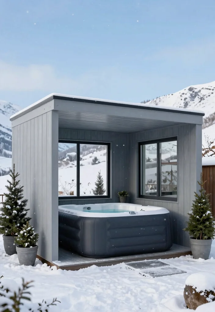 11 Genius Inflatable Hot Tub Shed Ideas for Winter Protection 5. Modern Minimalist Shed 0