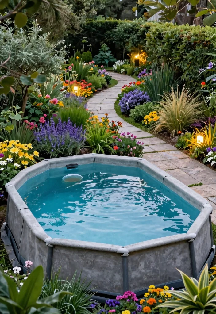 11 Modern Above Ground Concrete Pool Ideas Built to Last 11. Poolside Gardens for a Lush Retreat 0