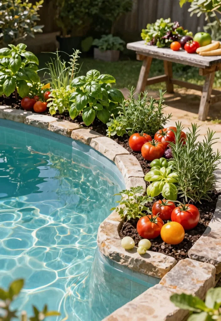 11 Natural Pool Edging Concepts Above Ground with Stone 11. Edible Landscape Borders 0