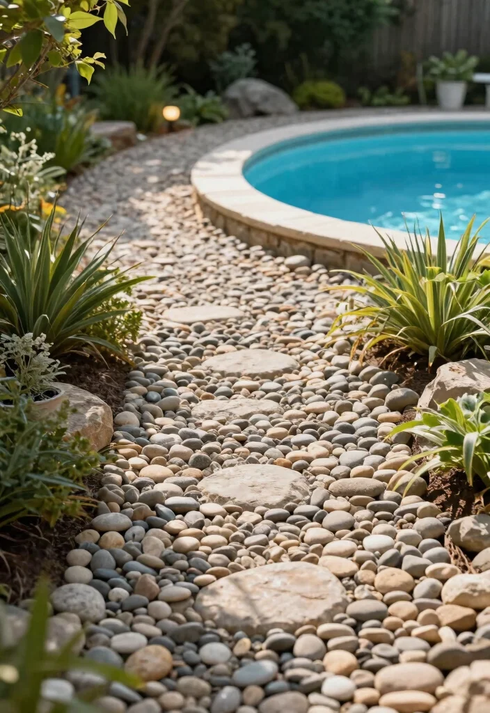 11 Natural Pool Edging Concepts Above Ground with Stone 5. Crushed Stone Pathway 0