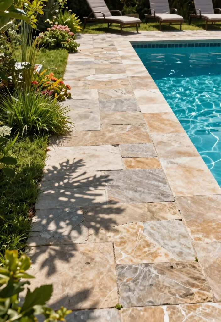 11 Natural Pool Edging Concepts Above Ground with Stone 8. Natural Stone Slabs 0