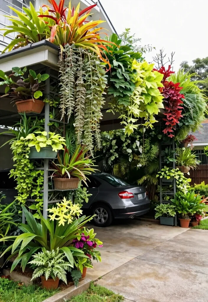 11 Practical Driveway Awning Ideas to Protect Your Car 10. Vertical Gardens as Awnings 0