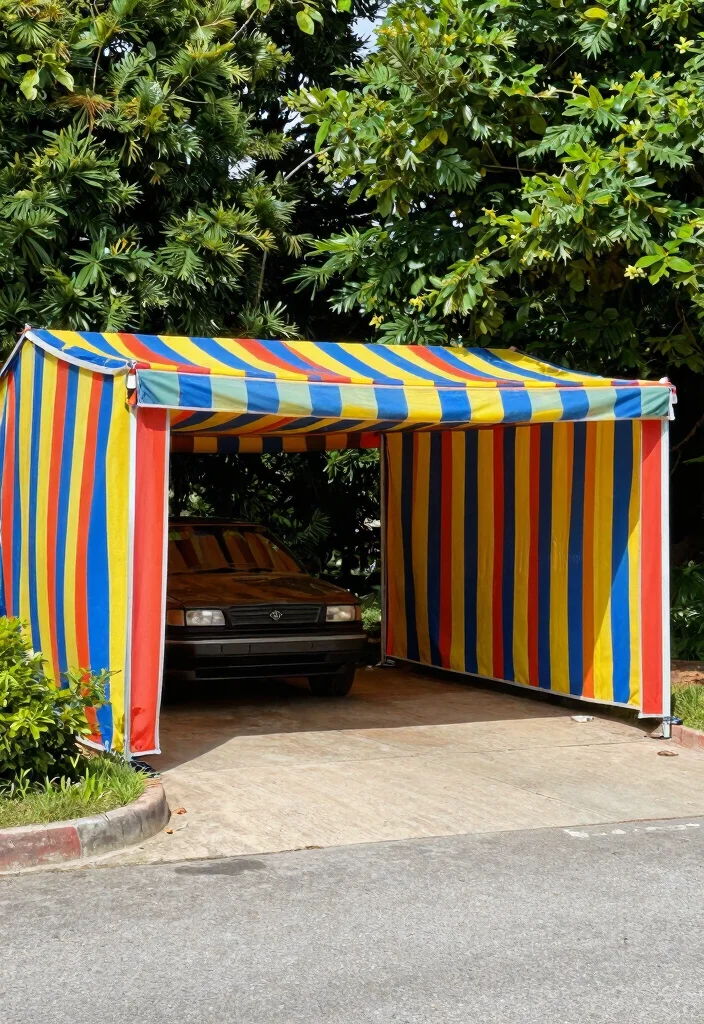 11 Practical Driveway Awning Ideas to Protect Your Car 4. Canvas Shade Structures 0