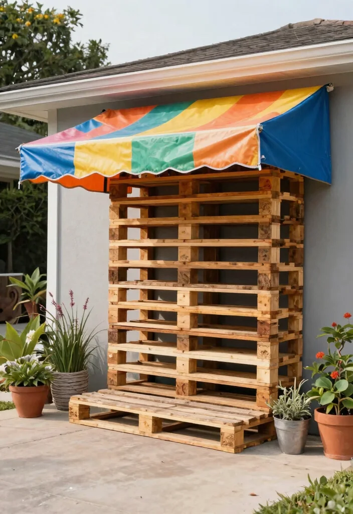 11 Practical Driveway Awning Ideas to Protect Your Car 6. DIY Pallet Awnings 0