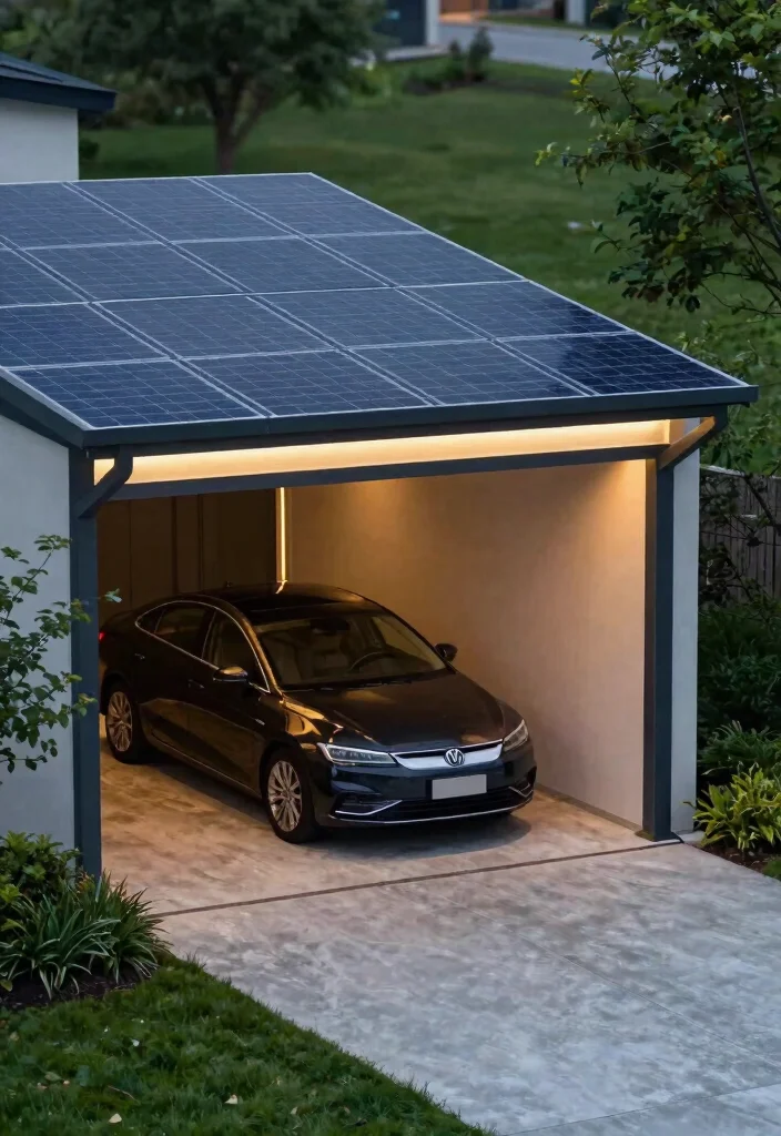 11 Practical Driveway Awning Ideas to Protect Your Car 7. Solar Powered Canopy Awnings 0