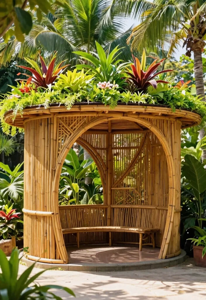 11 Practical Gazebo Carport Ideas to Protect Your Vehicle 3. Eco Friendly Bamboo Gazebo Carport 0