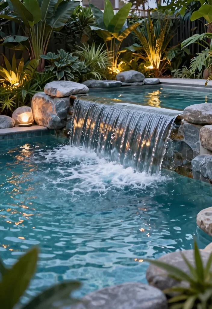 11 Relaxing Above Ground Pool Waterfall Ideas for Your Backyard Oasis 5. Waterfall with Spillover Edge 0